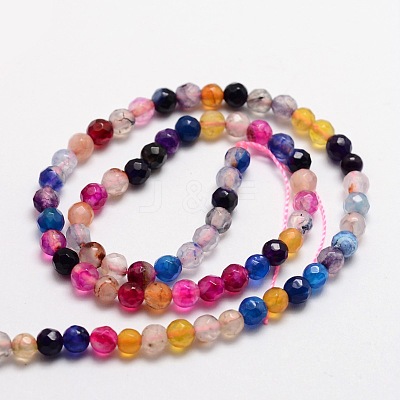 Faceted Natural Agate Round Beads Strands G-E318C-4mm-01-1