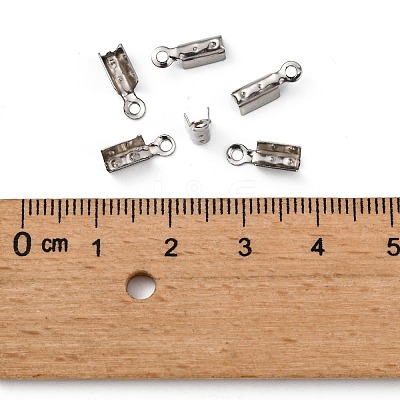 Tarnish Resistant 201 Stainless Steel Fold Over Crimp Cord Ends STAS-R055-08-1