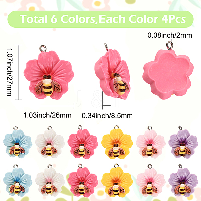 24Pcs 6 Colors Opaque Resin Pendants RESI-SC0006-46-1