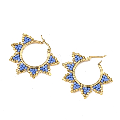 Glass Beaded Hoop Earrings EJEW-MZ00750-01-1