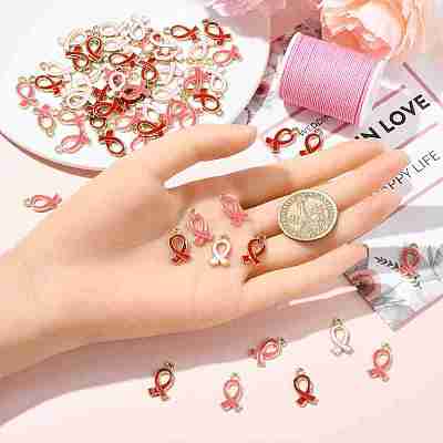DIY Awareness Ribbon Alloy Enamel Pendant & Waxed Polyester Cord Making Kits DIY-YW0011-74-1