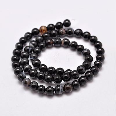 Natural Black Agate Bead Strands G-G962-6mm-12-1