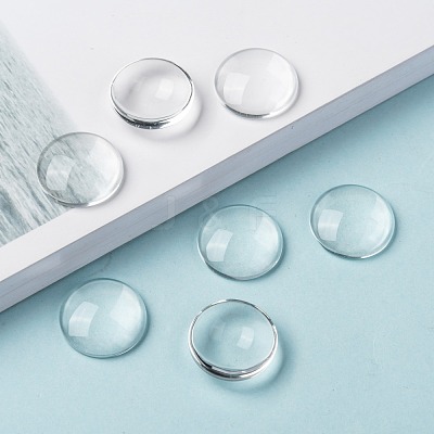 Transparent Glass Cabochons GGLA-R026-18mm-1