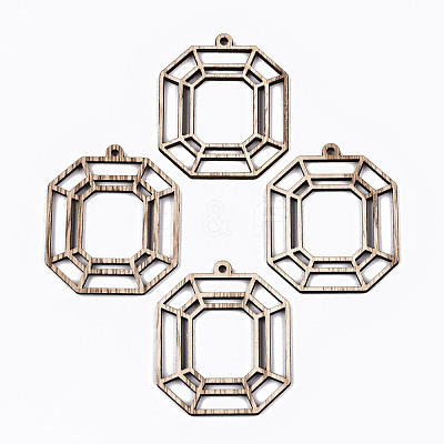 Unfinished Hollow Wood Pendants WOOD-N006-140-1