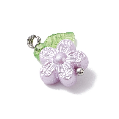 Imitation Pearl Acrylic Pendants PALLOY-JF04335-02-1