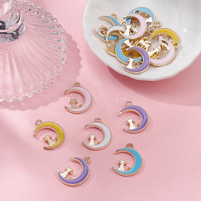 20Pcs 5 Colors Alloy Enamel Pendants ENAM-YW0002-77-1