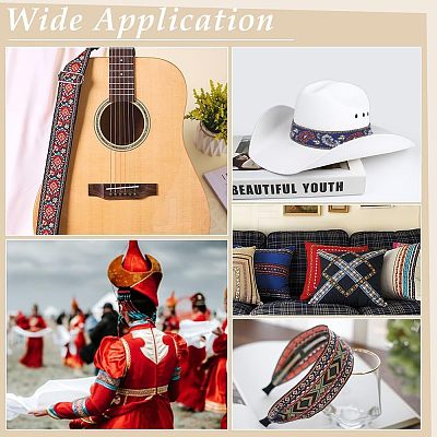 Ethnic Style Embroidery Polyester Ribbon SRIB-WH0007-02B-1