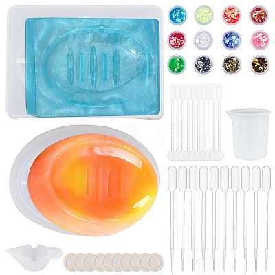 DIY Oval Soap & Soap Storage Box Molds Kits DIY-OC0003-52-1