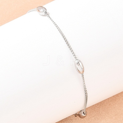 201 Stainless Steel Curb Chain Bracelets for Women BJEW-G767-01A-P-1