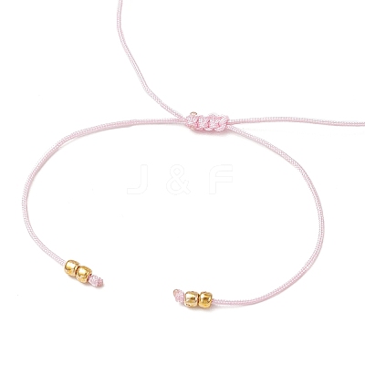 Natural Round Rose Quartz Beads Braided Bead Bracelets for Women BJEW-JB11655-07-1