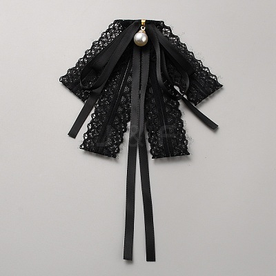 Bowknot Polyester Gauze Brooch AJEW-WH20006-14A-1