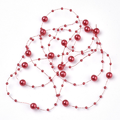ABS Plastic Imitation Pearl Beaded Trim Garland Strand SACR-T354-01A-1