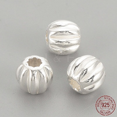 925 Sterling Silver Corrugated Beads STER-S002-14-3mm-1
