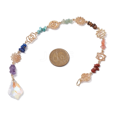 Chakra Natural & Synthetic Gemstone Chip Hanging Suncatchers HJEW-JM02361-1