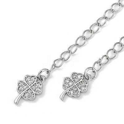 Brass Micro Pave Cubic Zirconia Ends with Chains KK-U043-04P-1