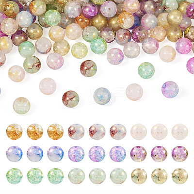 180Pcs 9 Colors Baking Paint Crackle Glass Beads DGLA-TA0001-06-1