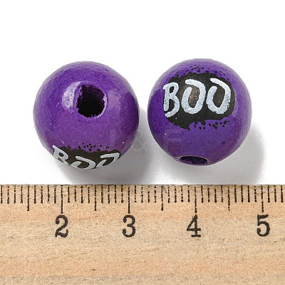 Printed Wood European Beads WOOD-G022-05B-1