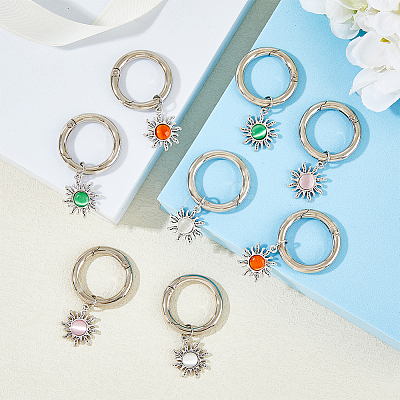 Alloy with Cat Eye Sun Pendants HJEW-AB00224-1