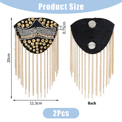 2Pcs Iron Fashion Tassel Epaulette DIY-FH0006-40-1