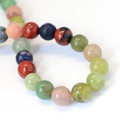 Natural Mixed Stone Round Bead Strands G-E334-8mm-23-1