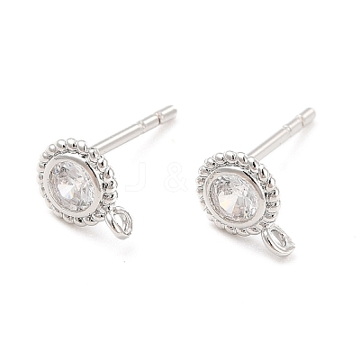 Brass Micro Pave Cubic Zirconia Stud Earring Findings ZIRC-P105-01P-1
