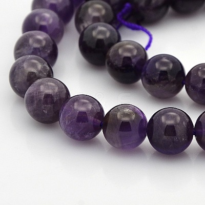 Natural Amethyst Round Beads Strands G-N0120-11B-10mm-1