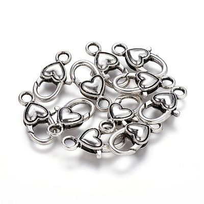 Tibetan Style Heart Lobster Claw Clasps LF013Y-1