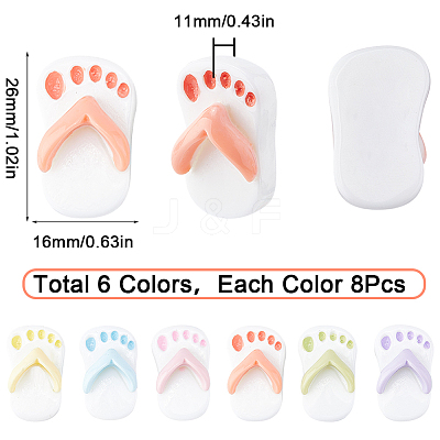 48Pcs 6 Colors Opaque Resin Cabochons RESI-SC0002-68-1