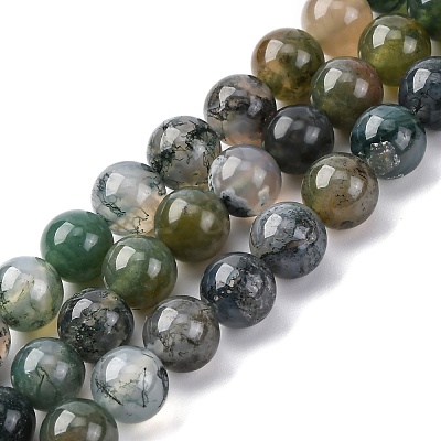 Natural Moss Agate Beads Strands G-F453-8mm-1