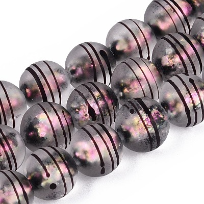 Frosted Handmade Foil Glass Beads Strands FOIL-Q002-02C-1