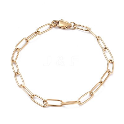 PVD Vacuum Plating 304 Stainless Steel Paperclip Chain Bracelets X-BJEW-I295-15G-1