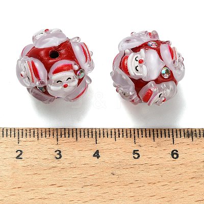 Christmas Theme Polymer Clay Rhinestone Beads with Resin X-RESI-Z045-01C-1