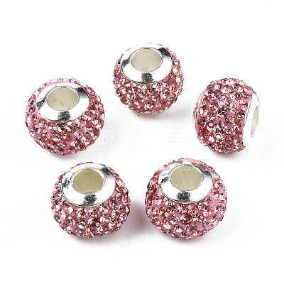 Handmade Polymer Clay Rhinestone European Beads RB-N053-001-01-1