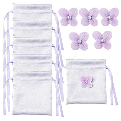 Satin Cloth Drawstring Pouches with Flower ST-CJ0048-001D-1