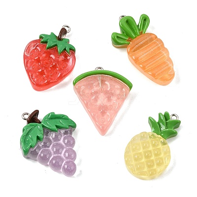 Transparent Resin Imitation Fruit & Vegetable Pendants RE-CBAB567-01-1