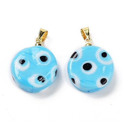 Handmade Evil Eye Lampwork Pendants LAMP-F030-01G-04-1