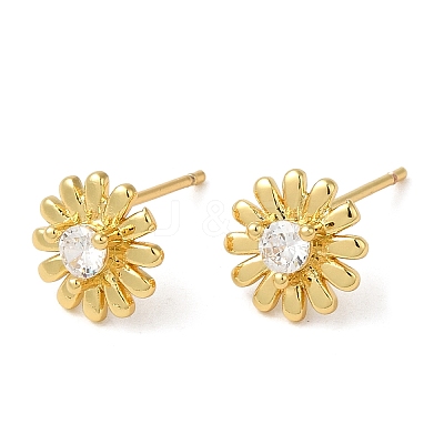 Rack Plating Brass Flower Stud Earrings EJEW-M235-06G-1