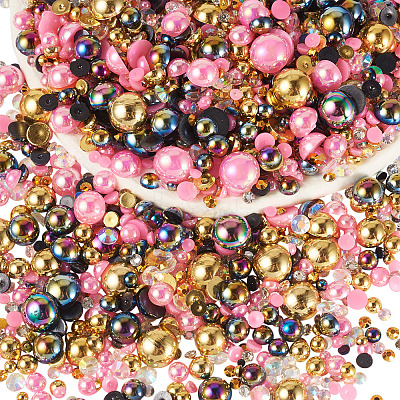 Half Round ABS Plastic Cabochons FIND-TAC0038-08C-1