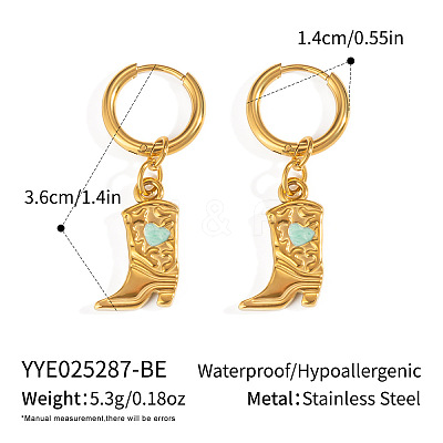 304 Stainless Steel Shoes with Heart Hoop Earrings KC5078-5-1