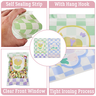 20Pcs 2 Colors Rectangle PET Resealable Packaging Bags ABAG-TA0001-33B-1