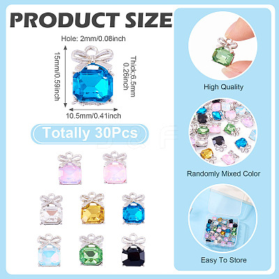 30Pcs Alloy & Glass Charms FIND-TA0008-05P-1