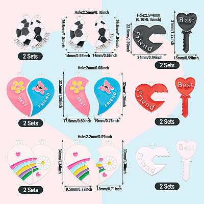12 Sets 6 Styles Alloy Enamel Split Pendants FIND-TA0006-61-1