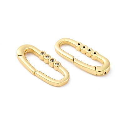 Brass Micro Pave Clear Cubic Zirconia Spring Gate Rings KK-S510-04G-1