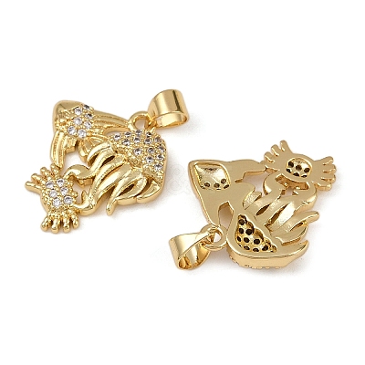 Brass Micro Pave Cubic Zirconia Pendants KK-I358-064G-03-1