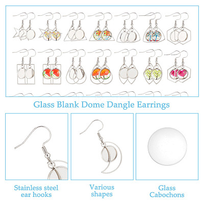 DIY Blank Dome Stainless Steel Dangle Earrings Making Kits DIY-AN0001-09P-1
