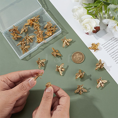 24Pcs Bees Alloy Brooch JEWB-ME0001-21AG-1