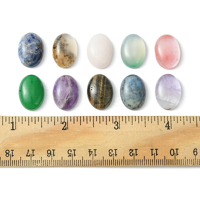 10Pcs Natural Mixed Gemstone Cabochons G-FS0005-68-1