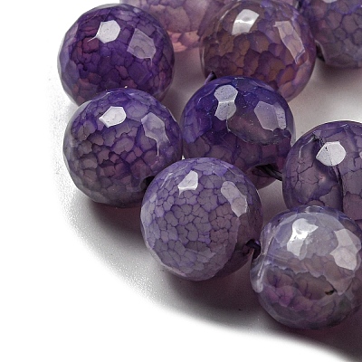 Faceted Natural Dragon Veins Agate Beads Strands G-F447-12mm-L04-1