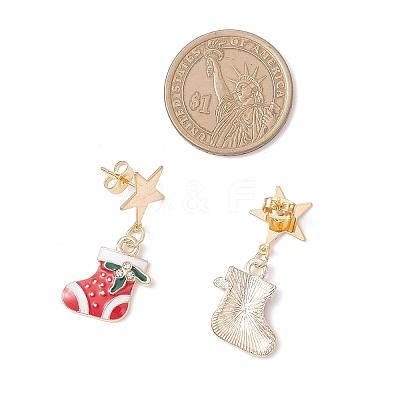 Alloy Enamel Dangle Stud Earrings EJEW-JE06565-1