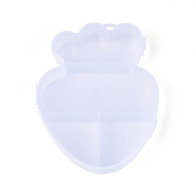 Strawberry 4 Grids Plastic Bead Storage Containers with Hinged Lid CON-T001-08-1
